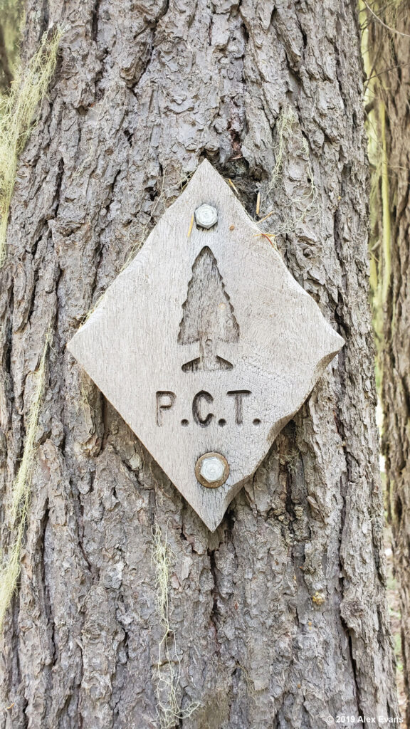 Wooden sign on the PCT