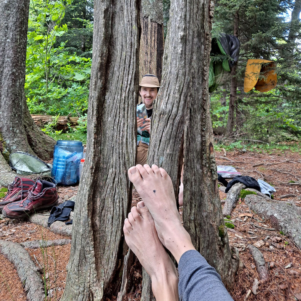 Ice Axe eating lunch on the Art Loeb Trail